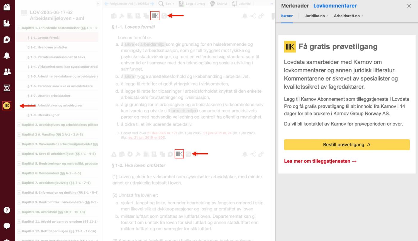 Enklere tilgang til Karnov Abonnement i Lovdata Pro (1400 × 808 px)